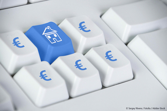 Finanzierung, Tastatur mit Eurozeichen und Haus